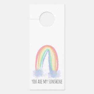 You are my sunshine watercolor painted rainbow  door hanger