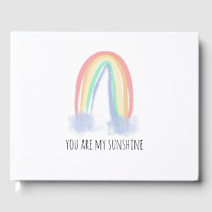 You are my sunshine watercolor painted rainbow  guest book