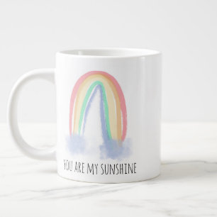 You are my sunshine watercolor painted rainbow  large coffee mug