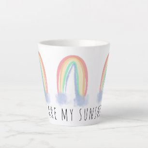 You are my sunshine watercolor painted rainbow latte mug