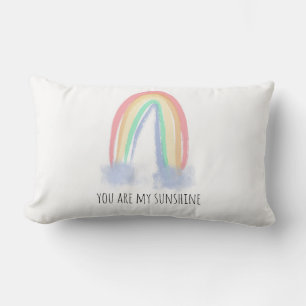 You are my sunshine watercolor painted rainbow lumbar cushion