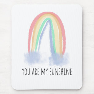 You are my sunshine watercolor painted rainbow mouse pad