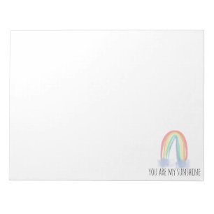 You are my sunshine watercolor painted rainbow notepad