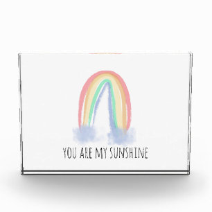You are my sunshine watercolor painted rainbow  photo block