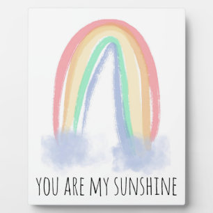 You are my sunshine watercolor painted rainbow  plaque