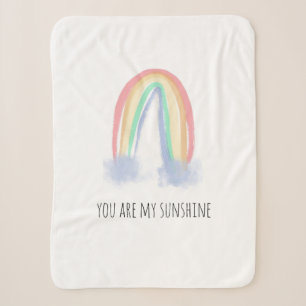 You are my sunshine watercolor painted rainbow sherpa blanket