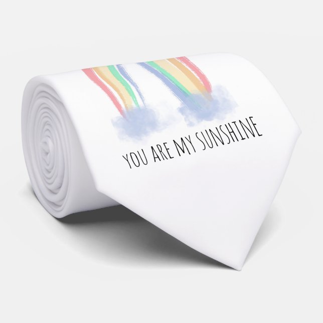 You are my sunshine watercolor painted rainbow  tie (Rolled)