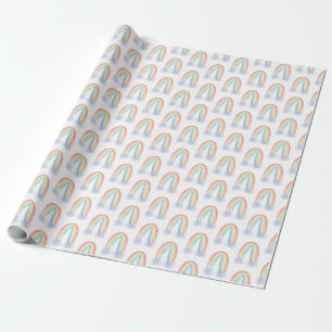 You are my sunshine watercolor painted rainbow wrapping paper