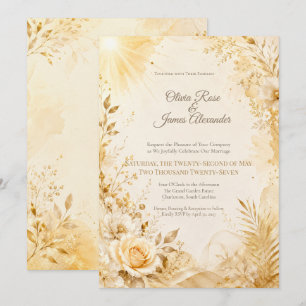 You Are My Sunshine Wedding Golden Ivory Invitation