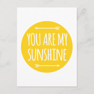 You are my sunshine, word art, text design postcard