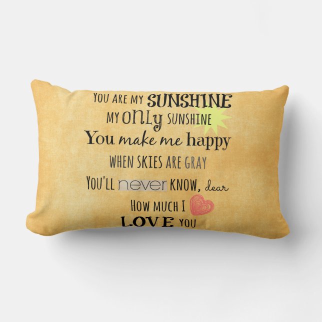 You are my Sunshine Word Art Typography Lumbar Cushion (Front)