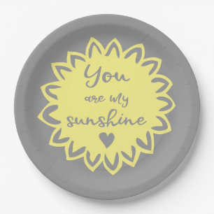 You Are My Sunshine Yellow Neutral Baby Shower Paper Plate