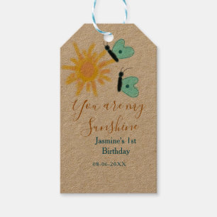 You are my sunshine yellow orange sun blue butterf gift tags