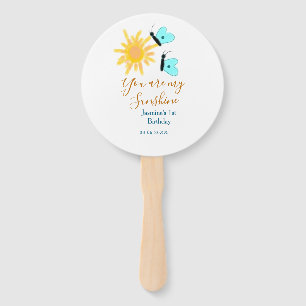 You are my sunshine yellow orange sun blue butterf hand fan