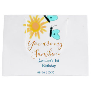 You are my sunshine yellow orange sun blue butterf large gift bag