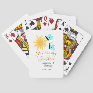 You are my sunshine yellow orange sun blue butterf playing cards