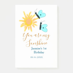 You are my sunshine yellow orange sun blue butterf post-it notes