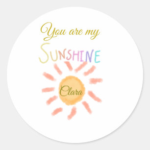 you are my sunshine yellow orange sun rays add nam classic round sticker