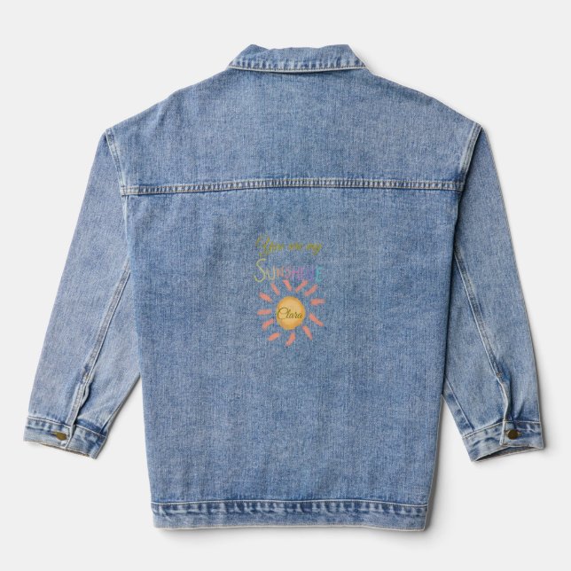 you are my sunshine yellow orange sun rays add nam denim jacket (Back)