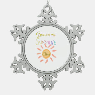 you are my sunshine yellow orange sun rays add nam snowflake pewter christmas ornament