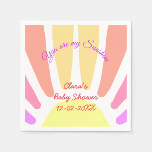 you are my sunshine yellow orange sun rays baby sh napkin