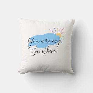 you are my sunshine yellow orange sun rays clouds cushion