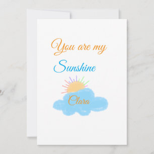 you are my sunshine yellow orange sun rays clouds invitation