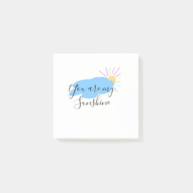 you are my sunshine yellow orange sun rays clouds post-it notes (Front)