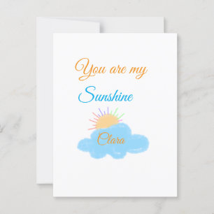 you are my sunshine yellow orange sun rays clouds postcard