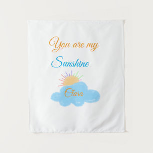 you are my sunshine yellow orange sun rays clouds tapestry