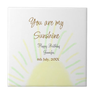 You are my sunshine yellow pastel birthday add nam ceramic tile