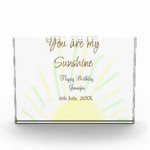 You are my sunshine yellow pastel birthday add nam photo block