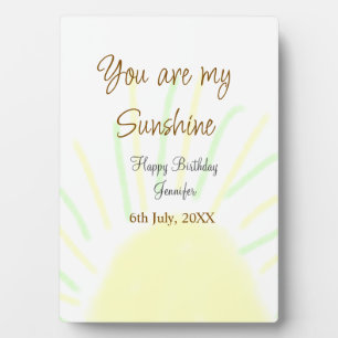 You are my sunshine yellow pastel birthday add nam plaque