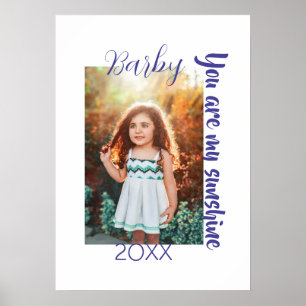 you are my sunshine yellow PHOTO NAME YEAR PURPLE Poster