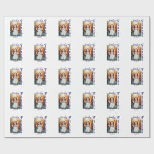 you are my sunshine yellow PHOTO NAME YEAR PURPLE Wrapping Paper