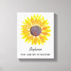 You Are My Sunshine Yellow Sunflower Personalised Canvas Print