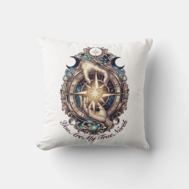 You Are My True North Celestial Compass T-Shirt Cushion (Front)