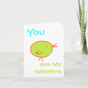 You Are My Valentine Green Bird Card