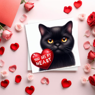 You Are My Valentine Heart Poem Black Cat Holiday  Card