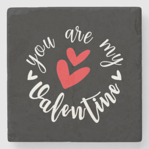 You are my Valentine, two little hearts Stone Coaster