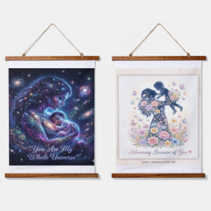 You Are My Whole Universe - Cosmic Mum Baby Art Hanging Tapestry