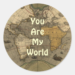 You Are My World Romantic Olde World Map Stickers