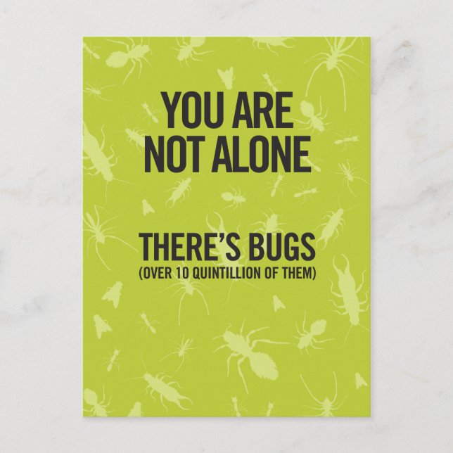 You Are Not Alone. There's Bugs. Joke Just Because Postcard (Front)