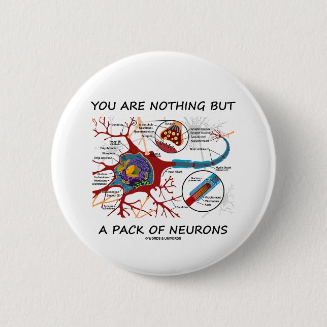 You Are Nothing But A Pack Of Neurons (Synapse) 6 Cm Round Badge (Front)