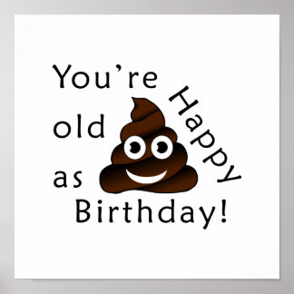 You are old as...Happy Birthday | funny poop emoji Poster