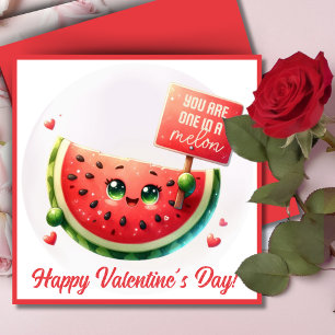 You Are One In A Melon Cute Custom Valentine Pun Holiday Card