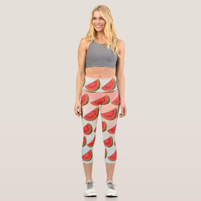 You Are One In A Melon Watermelon Fruit  Capri Leggings (Front)