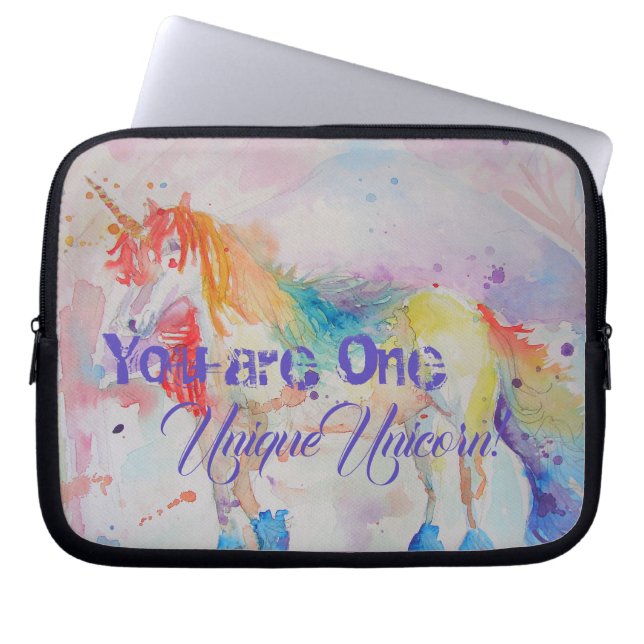 You Are One Unique Unicorn! Girls Pink Unicorns Laptop Sleeve (Front)