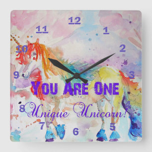 You Are One Unique Unicorn! Rainbow Girls Clock
