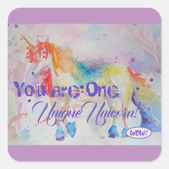 You Are One Unique Unicorn! Rainbow Sticker Girls (Front)